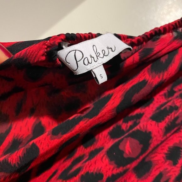 Parker Red Womens Animal Print V-Neck Halter Top - Picture 5 of 5